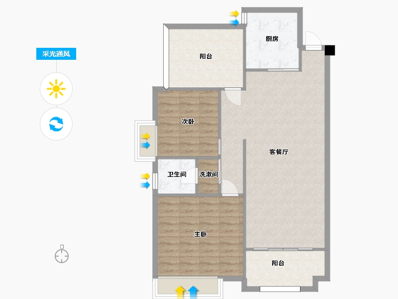 湖南省-长沙市-璞悦府1栋B户型112m²-93.37-户型库-采光通风