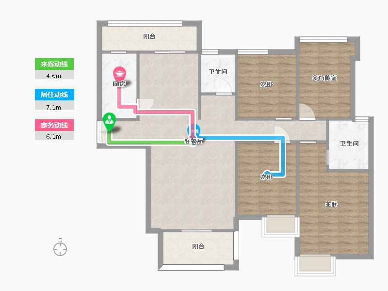 湖南省-长沙市-璞悦府2栋E户型147m²-110.51-户型库-动静线