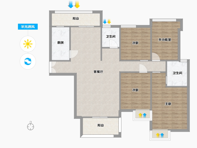 湖南省-长沙市-璞悦府2栋E户型147m²-110.51-户型库-采光通风