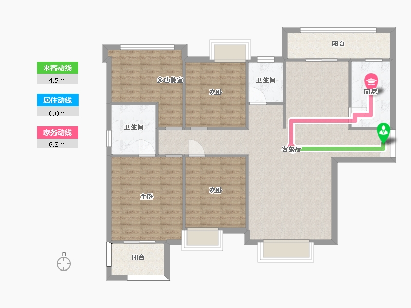 湖南省-长沙市-璞悦府1,2栋A户型147m²-110.00-户型库-动静线