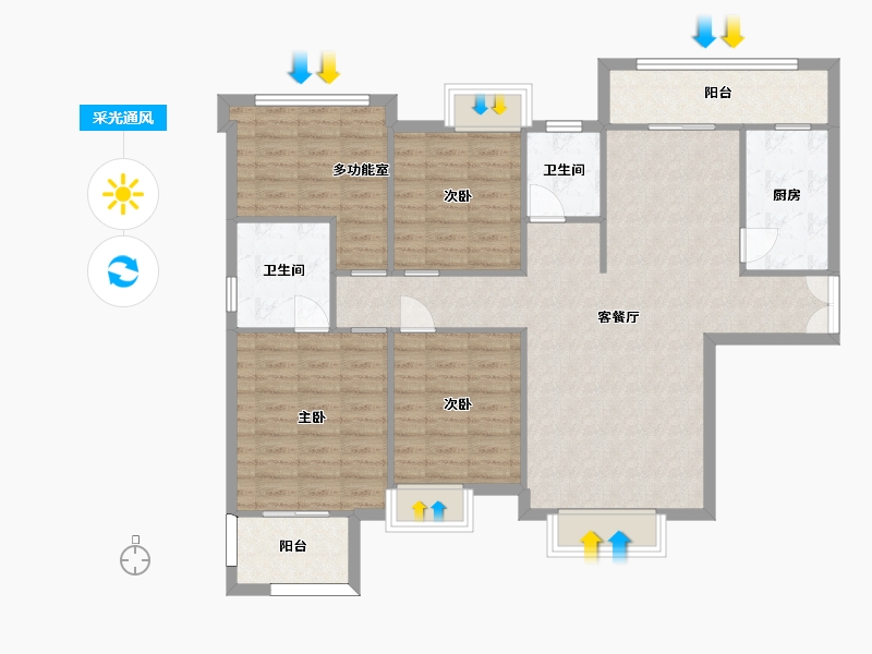 湖南省-长沙市-璞悦府1,2栋A户型147m²-110.00-户型库-采光通风