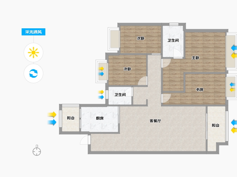 湖南省-长沙市-南山十里天池10号楼,三期11号楼B户型136m²-109.32-户型库-采光通风