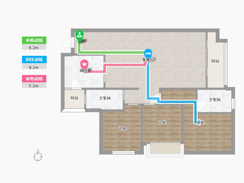 湖南省-长沙市-南山十里天池10号楼,三期11号楼E户型111m²-89.28-户型库-动静线