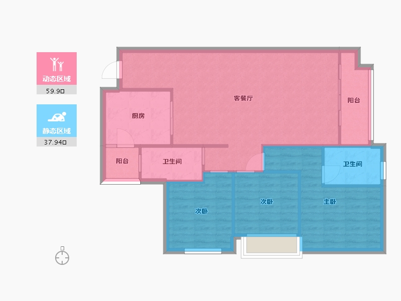 湖南省-长沙市-南山十里天池10号楼,三期11号楼E户型111m²-89.28-户型库-动静分区