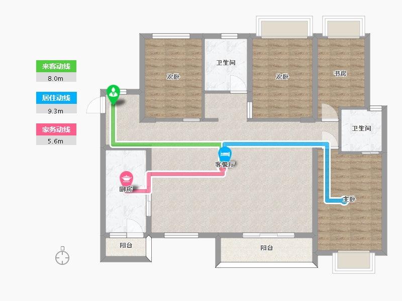 湖南省-长沙市-南山十里天池10，14，12号楼A1户型143m²-115.14-户型库-动静线