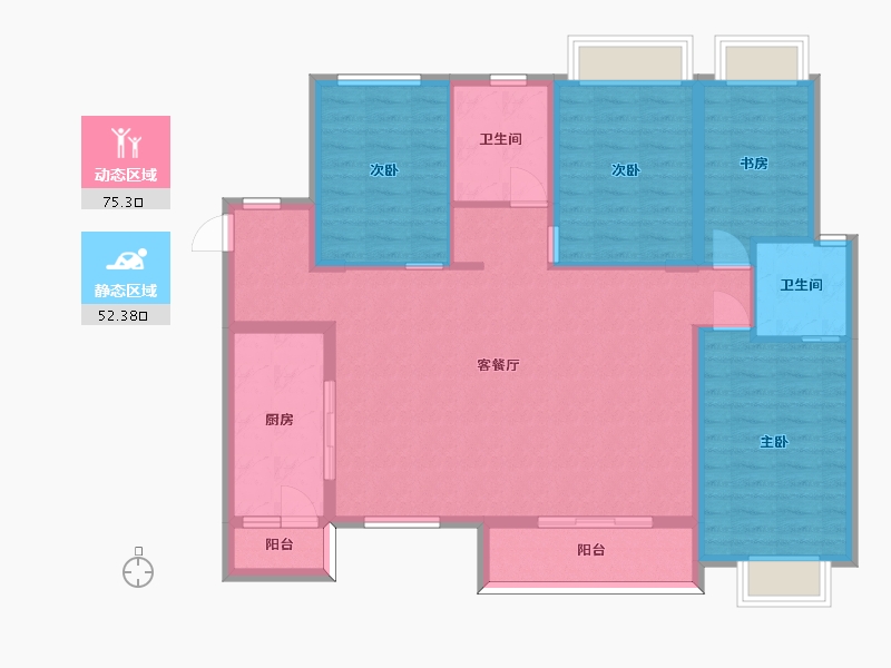 湖南省-长沙市-南山十里天池10，14，12号楼A1户型143m²-115.14-户型库-动静分区