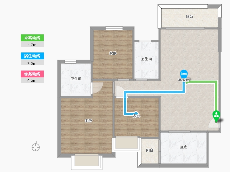 湖南省-长沙市-长沙恒大文化旅游城45栋113㎡户型-86.34-户型库-动静线