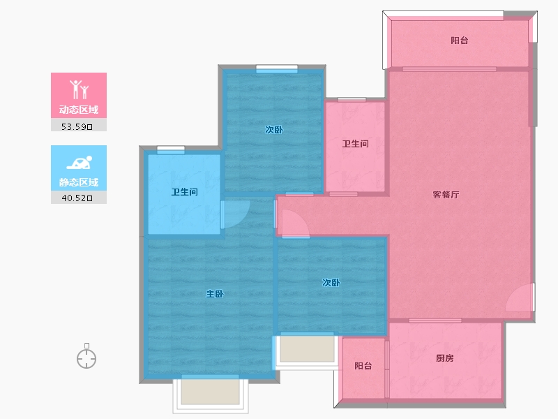 湖南省-长沙市-长沙恒大文化旅游城45栋113㎡户型-86.34-户型库-动静分区