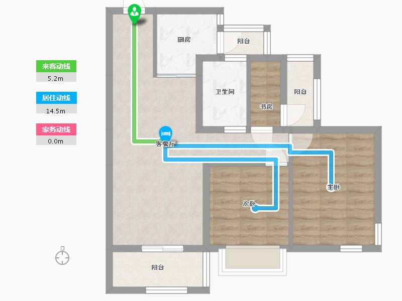 湖南省-长沙市-保利香槟国际E1,E4号楼A户型87m²-66.06-户型库-动静线