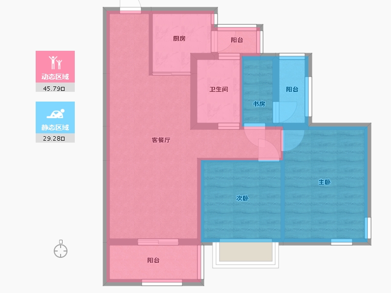 湖南省-长沙市-保利香槟国际E1,E4号楼A户型87m²-66.06-户型库-动静分区