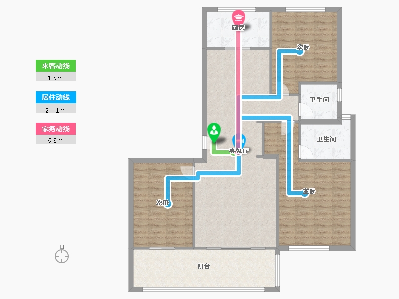 江苏省-南京市-世茂璀璨滨江建面145m²-116.00-户型库-动静线