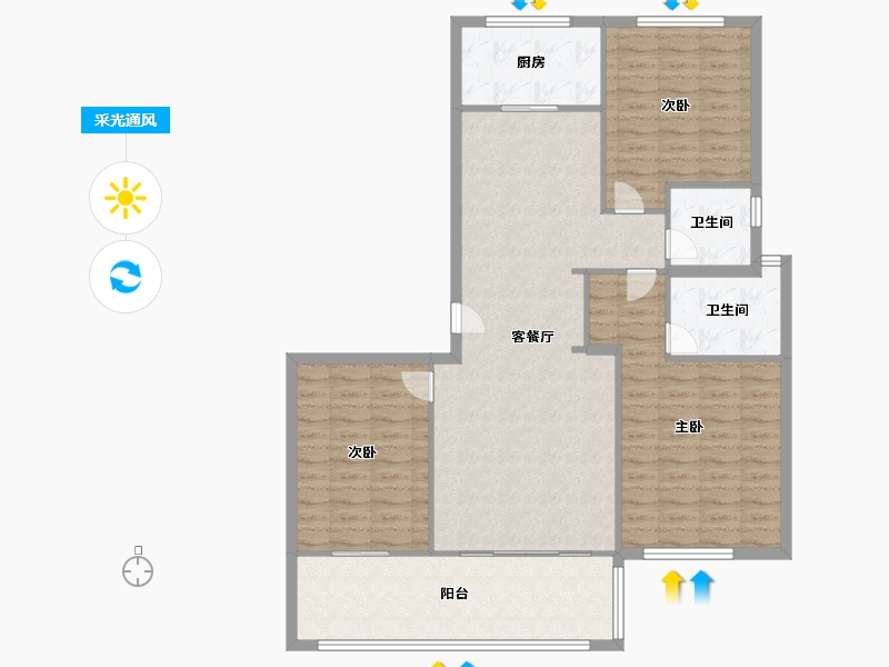 江苏省-南京市-世茂璀璨滨江建面145m²-116.00-户型库-采光通风