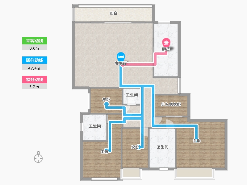 湖南省-长沙市-阳光城尚东湾愉景9栋E户型180m²-144.13-户型库-动静线