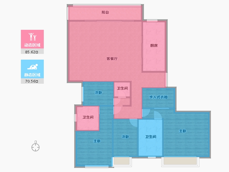 湖南省-长沙市-阳光城尚东湾愉景9栋E户型180m²-144.13-户型库-动静分区