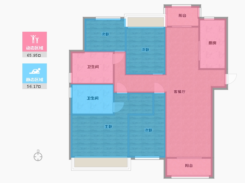 湖南省-长沙市-阳光城尚东湾愉景8，10栋C2户型139m²-111.36-户型库-动静分区