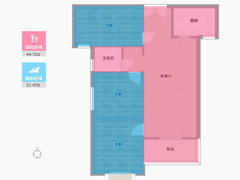 湖南省-长沙市-永宏万家里14栋B3户型94m²-71.25-户型库-动静分区