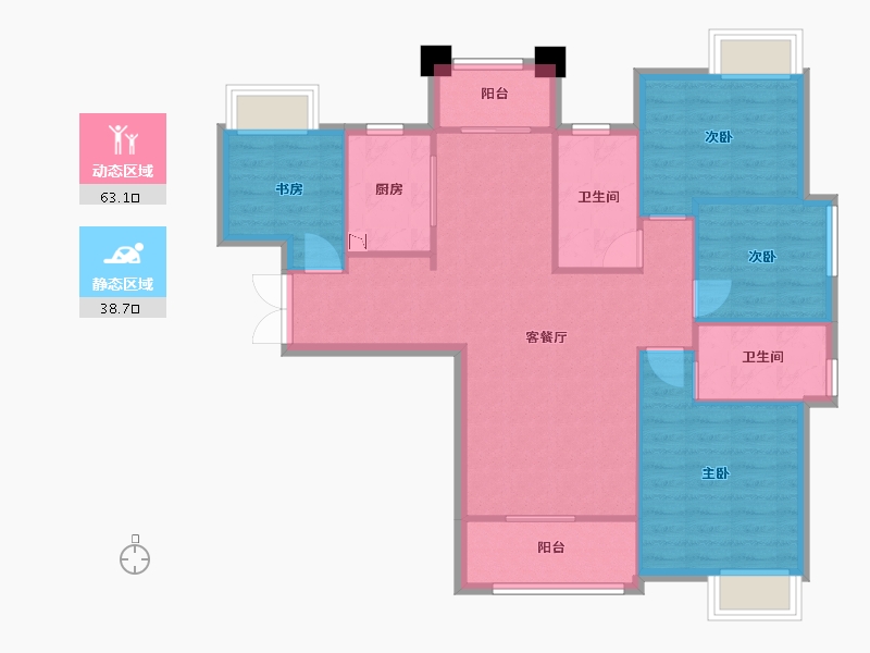 湖南省-长沙市-新世界柏樾3，4，5号楼125平米户型-92.17-户型库-动静分区