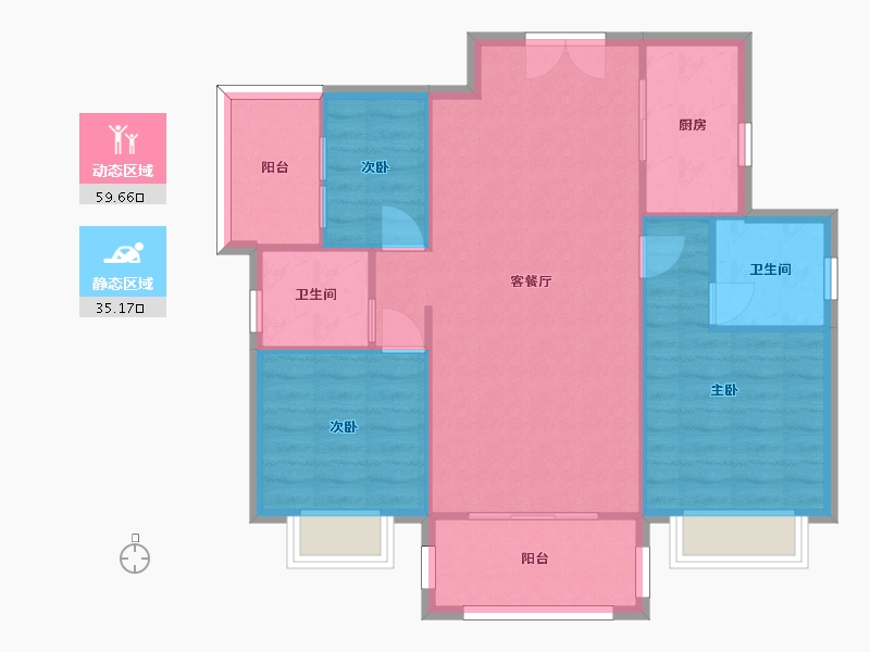 湖南省-长沙市-佳俊万家府1,2栋C户型114m²-86.79-户型库-动静分区