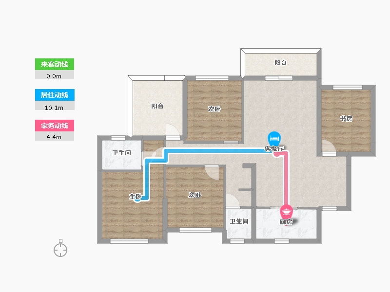 湖南省-长沙市-新长海广场H栋141㎡户型-110.82-户型库-动静线