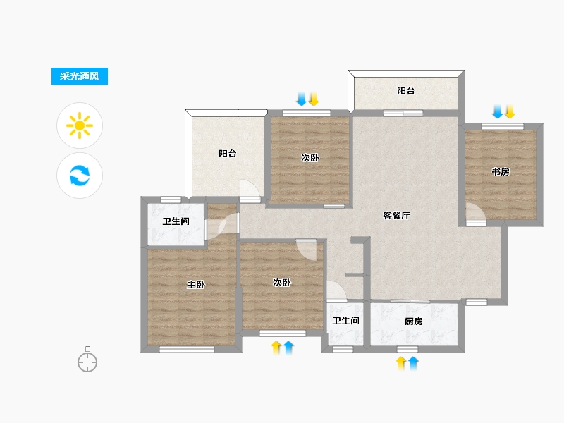 湖南省-长沙市-新长海广场H栋141㎡户型-110.82-户型库-采光通风