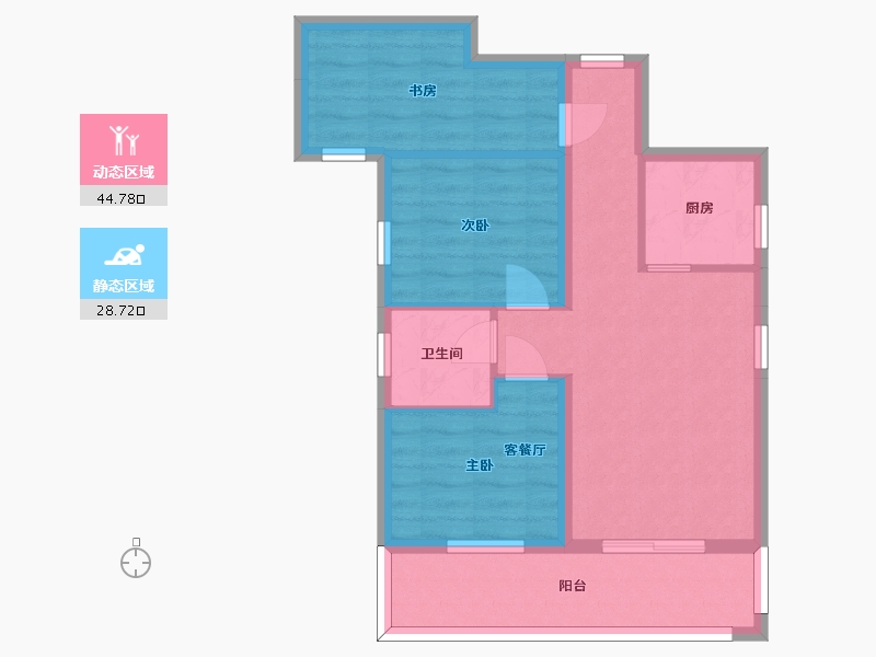 湖南省-长沙市-新长海广场G栋85㎡户型-64.89-户型库-动静分区