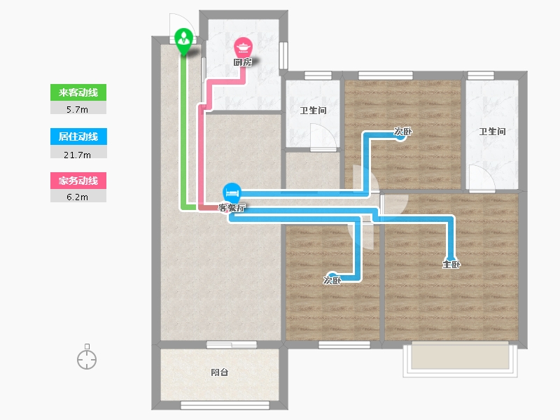 湖南省-长沙市-阳光城尚东湾愉景8，10栋B3户型114m²-91.02-户型库-动静线