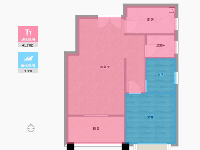 湖南省-长沙市-新世界柏樾1号楼69.8平米户型-50.41-户型库-动静分区