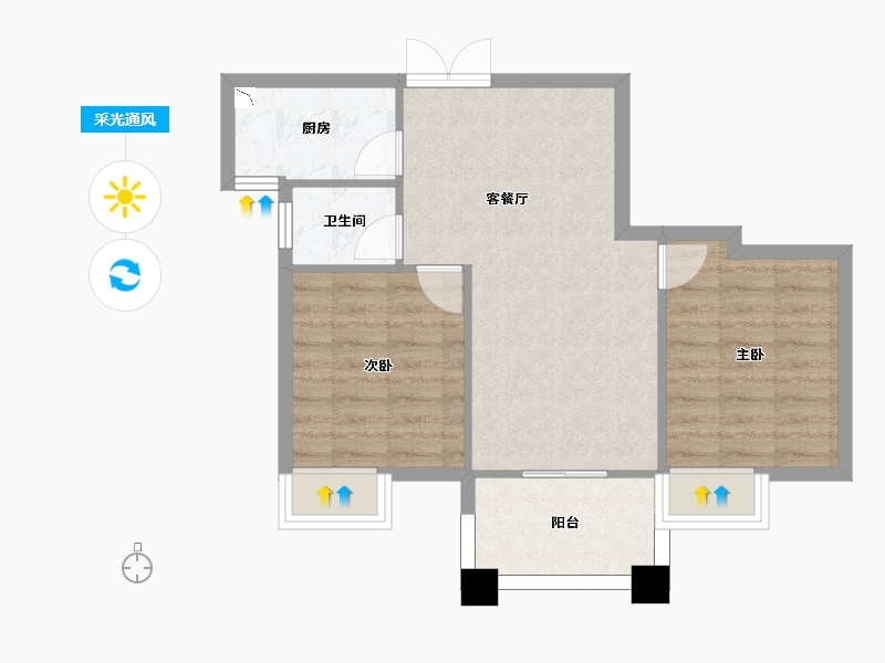 湖南省-长沙市-新世界柏樾1号楼81.85平米户型-58.62-户型库-采光通风