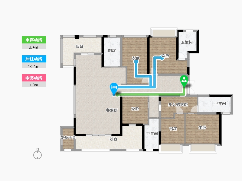 湖南省-长沙市-长房星昇公馆1号楼瞰海户型235m²-180.23-户型库-动静线