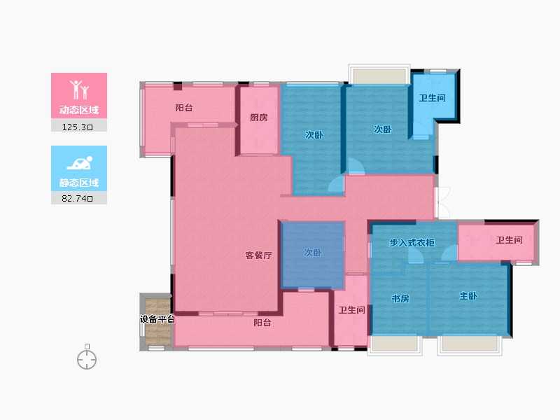 湖南省-长沙市-长房星昇公馆1号楼瞰海户型235m²-180.23-户型库-动静分区