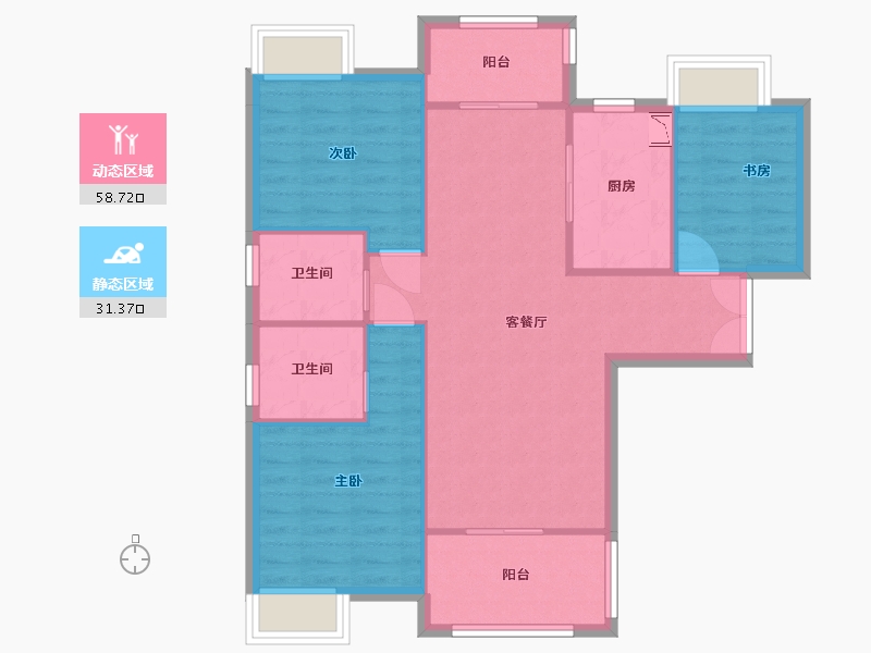 湖南省-长沙市-新世界柏樾1号楼112平米户型-81.63-户型库-动静分区