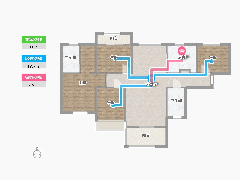 湖南省-长沙市-万科魅力之城88，89号楼F1户型130m²-92.92-户型库-动静线