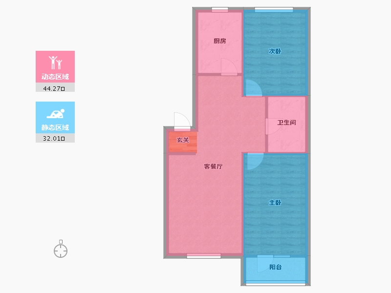 辽宁省-沈阳市-长堤湾南京南街（42，43号楼，44号楼）95m²-69.41-户型库-动静分区