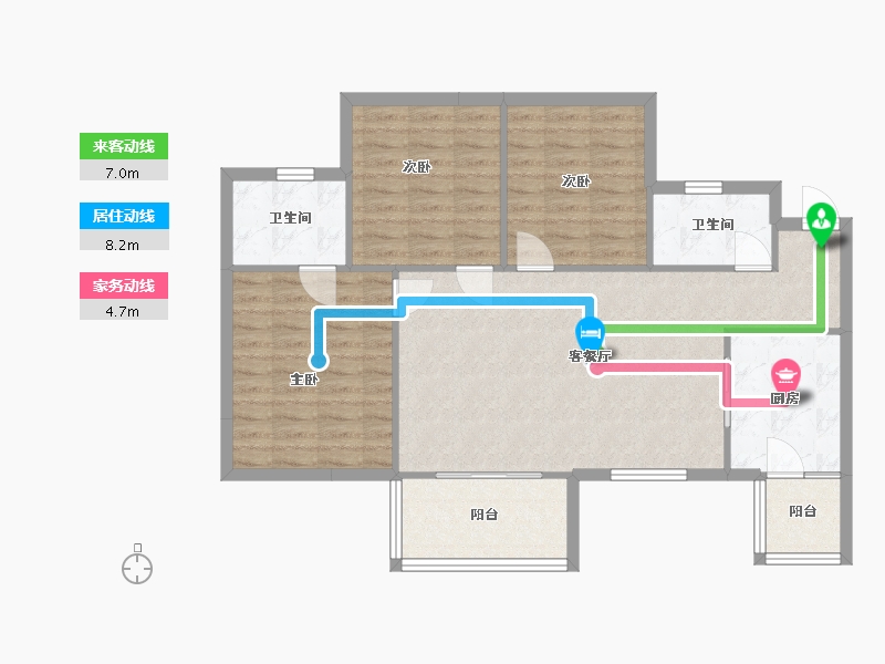 四川省-成都市-秦皇帝锦11号2号楼,11号3号楼建面118m2-93.57-户型库-动静线