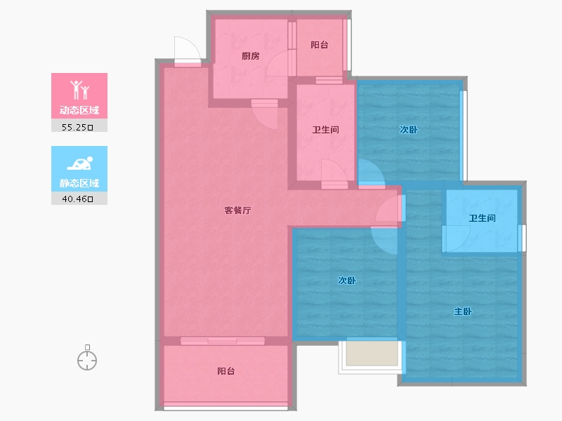 四川省-成都市-秦皇帝锦11号3号楼建面107m2-84.92-户型库-动静分区