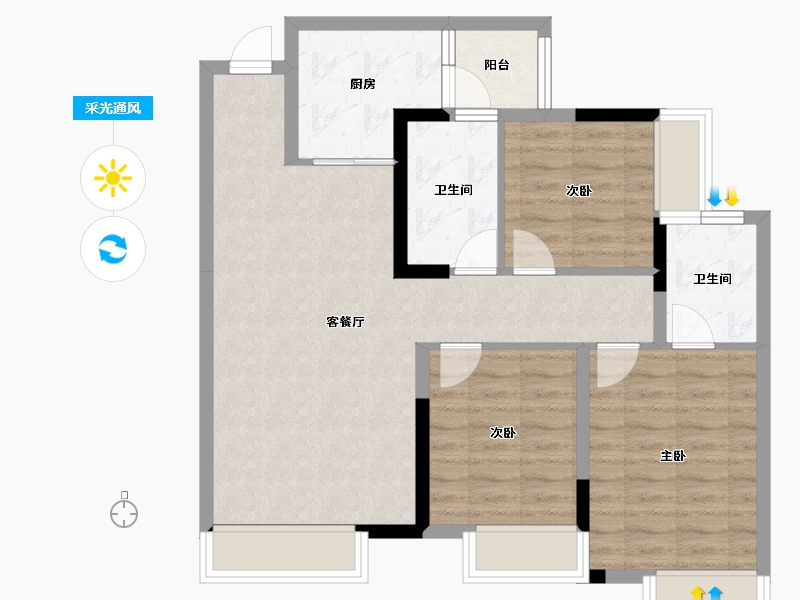 四川省-成都市-天悦龙栖台E3户型建面113m²-79.03-户型库-采光通风