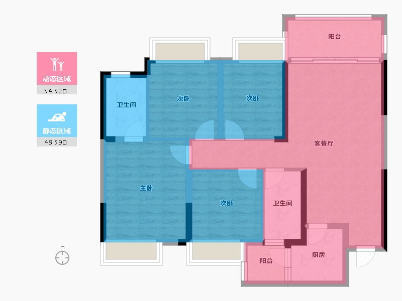 四川省-成都市-天悦龙栖台E1户型建面124m²-91.89-户型库-动静分区