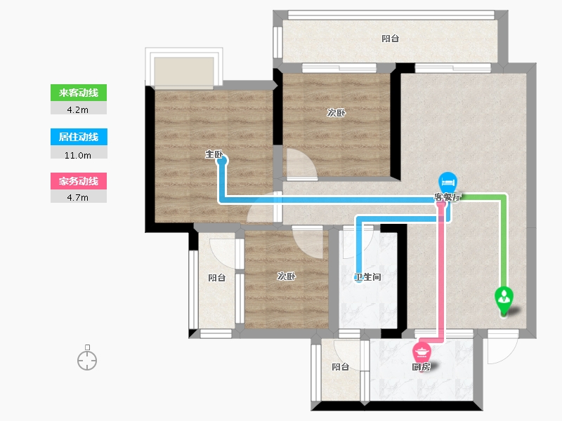 四川省-成都市-天悦龙栖台A1户型建面89m²-67.63-户型库-动静线