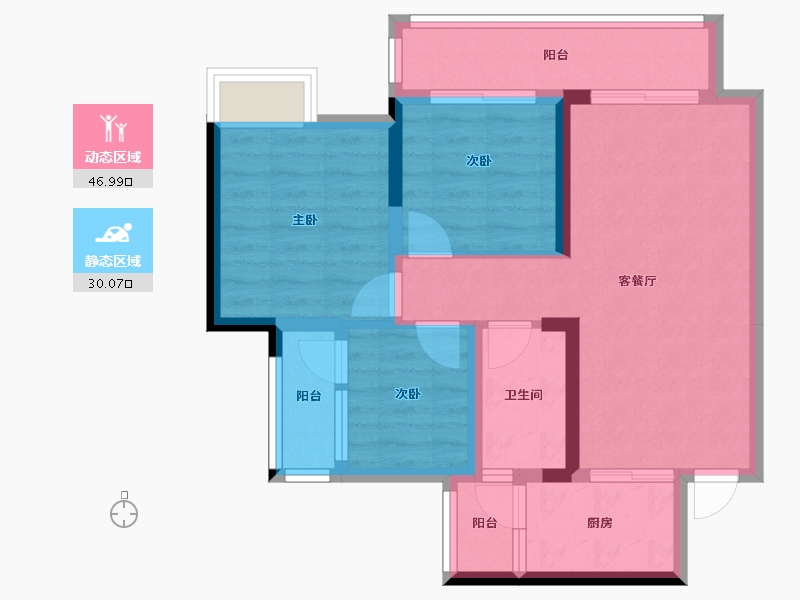 四川省-成都市-天悦龙栖台A1户型建面89m²-67.63-户型库-动静分区