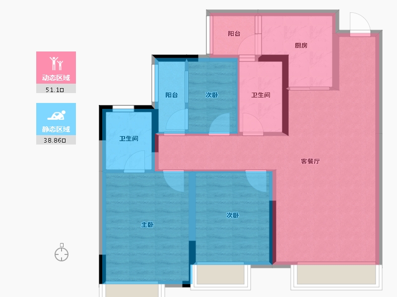 四川省-成都市-天悦龙栖台E4户型建面110m²-79.69-户型库-动静分区