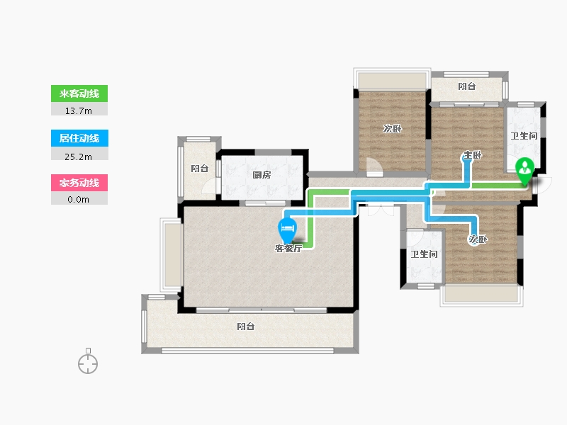 四川省-成都市-卧龙谷壹号39号楼建面189m²-133.31-户型库-动静线