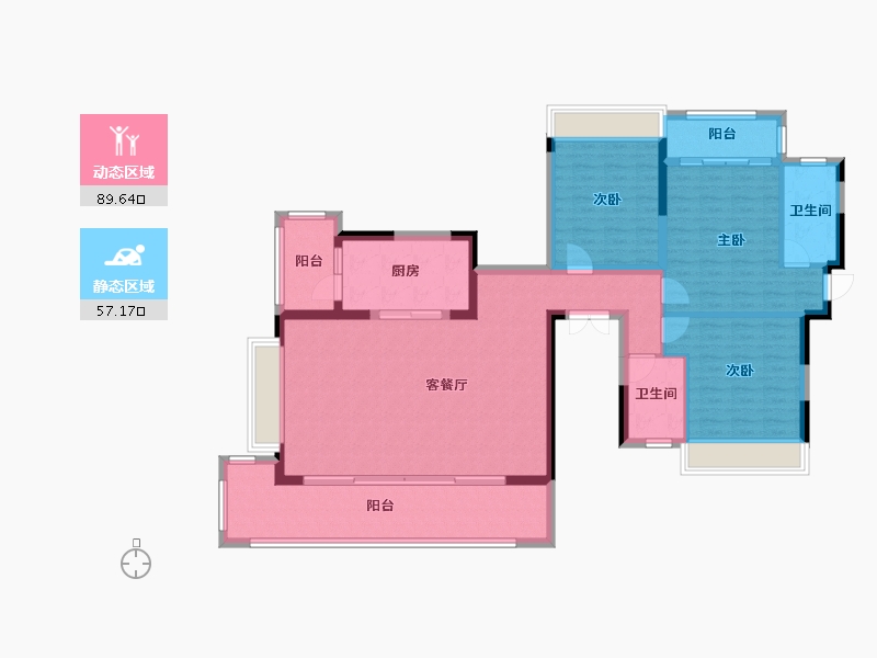 四川省-成都市-卧龙谷壹号39号楼建面189m²-133.31-户型库-动静分区