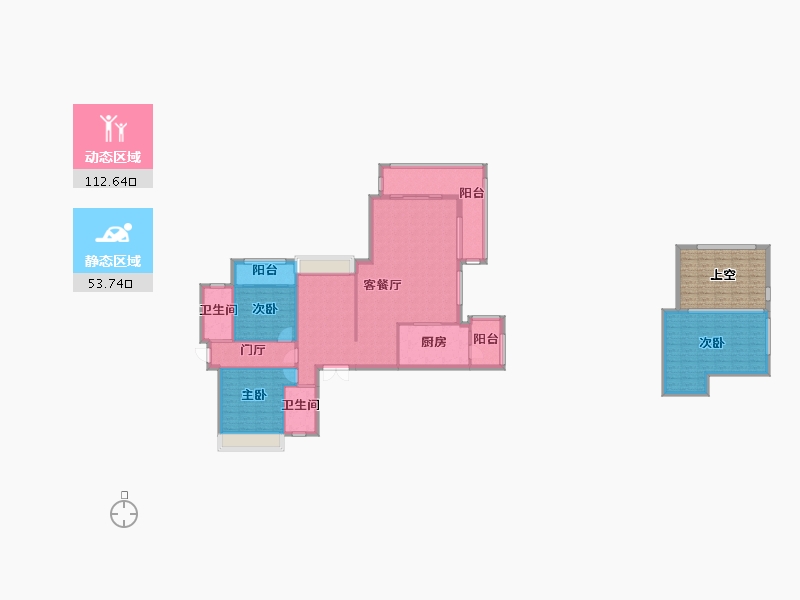 四川省-成都市-卧龙谷壹号34号楼,35号楼建面193m²-168.14-户型库-动静分区