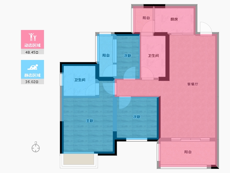 四川省-成都市-天悦龙栖台A4户型建面129m²-74.42-户型库-动静分区