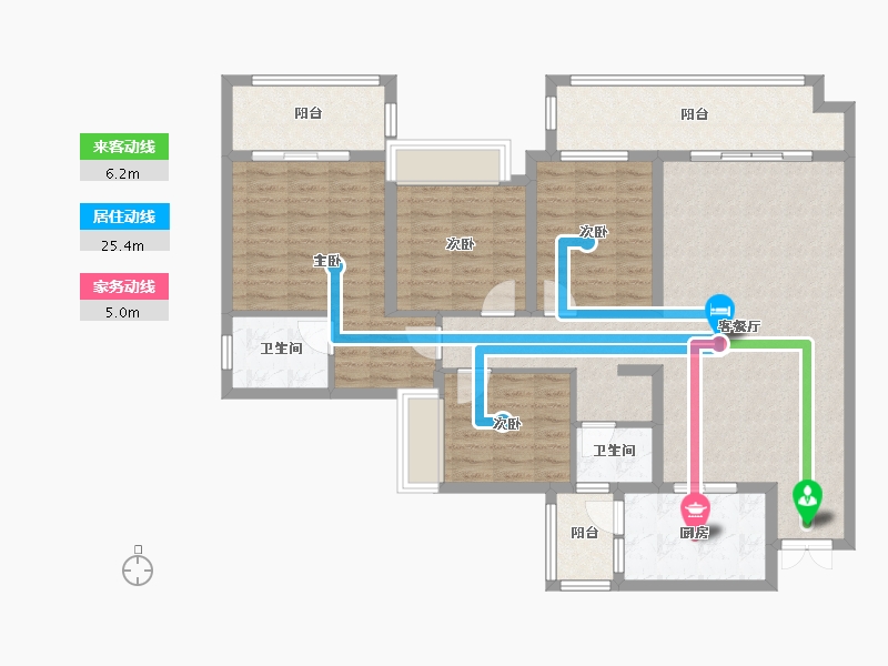 四川省-成都市-卧龙谷壹号39号楼建面148m²-120.07-户型库-动静线