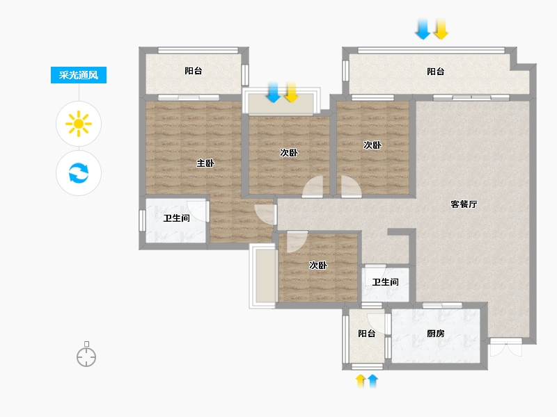 四川省-成都市-卧龙谷壹号39号楼建面148m²-120.07-户型库-采光通风