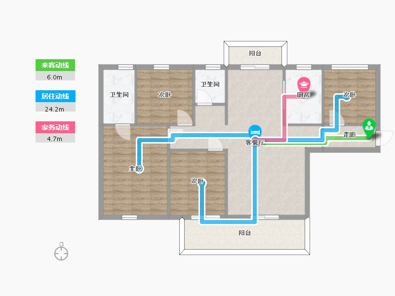 湖南省-长沙市-新华联梦想城11栋12栋13栋23号楼26号楼120m²-103.96-户型库-动静线