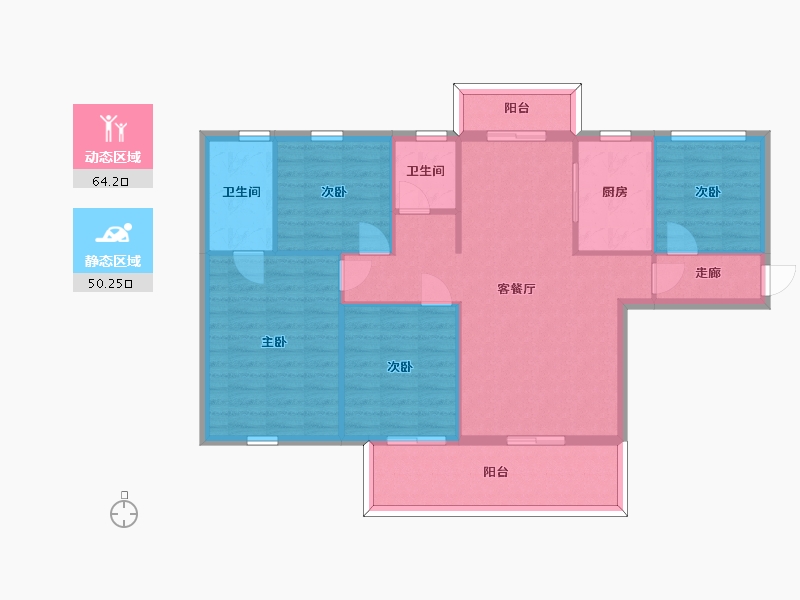 湖南省-长沙市-新华联梦想城11栋12栋13栋23号楼26号楼120m²-103.96-户型库-动静分区