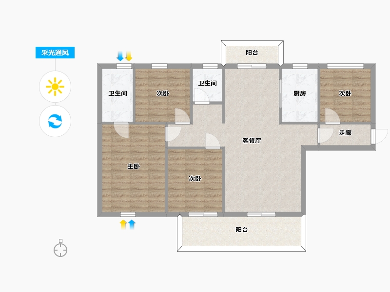 湖南省-长沙市-新华联梦想城11栋12栋13栋23号楼26号楼120m²-103.96-户型库-采光通风