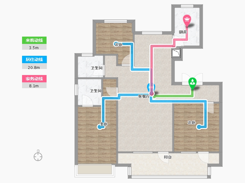 辽宁省-沈阳市-三盛颐景园蒲河路55-42号楼（20号楼）,蒲河路55-46号楼（10号楼）建面137m²-109.60-户型库-动静线